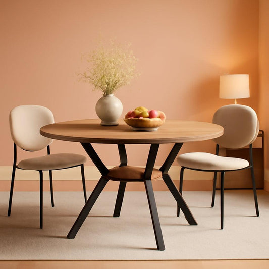 42 Inch Round Farmhouse Dining Table With Compact Storage