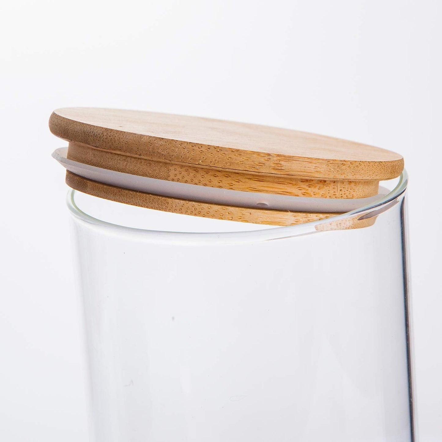 Glass Food Storage Containers with Bamboo Wooden Lids - Set