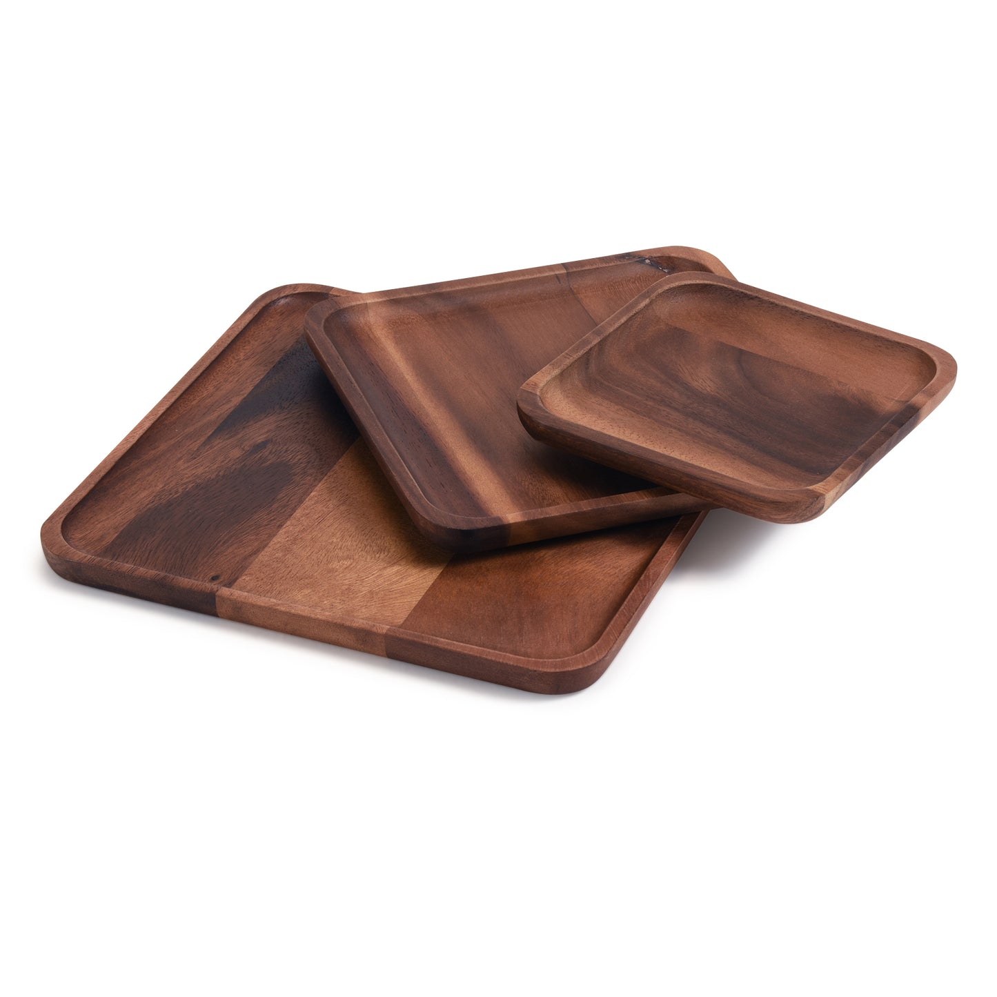 Set of 3 Wood Square Plates