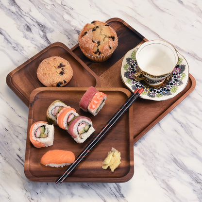 Set of 3 Wood Square Plates