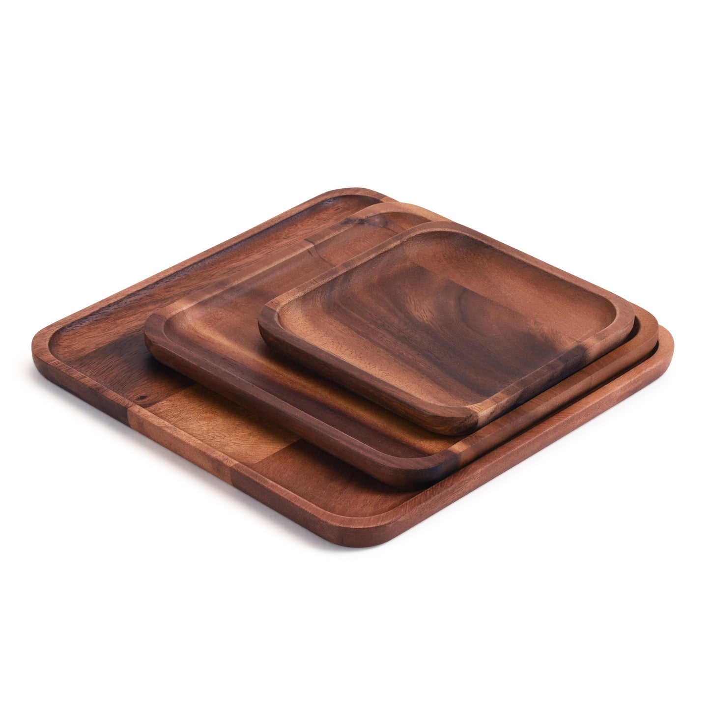 Set of 3 Wood Square Plates