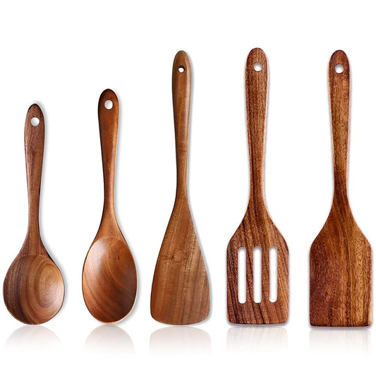Wooden Kitchen Utensils Set (Pack Of 5) Size 12X0.2 Inch